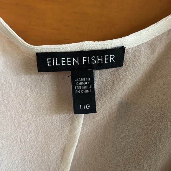 Like New Eileen Fisher Bone Color Silky Angled Dress Size L - Picture 8 of 9